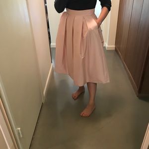 White House Black Market Pink Satin Skirt.